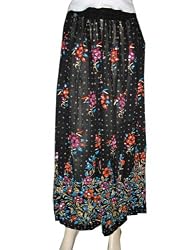 Womens Gypsy Beaded Crinkle Long Dcrapechic Black Skirt 36 L