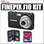FujiFilm Fuji Finepix J10 8.2MP Digital Camera Black + Accessory Outfit - Fuji AFUJFPJ10BK6
