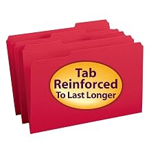 Smead 1/3-Cut File Folders, Heavy Duty Reinforced Tab, Legal Size, Red, 100 Per Box (17734)
