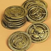 Treasure Chest Old Looking Plastic Pirate Coins (144pc)