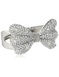 Betsey Johnson "Crystal Rhodium" Crystal Bow Hinged Bangle Bracelet, 8"