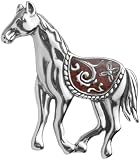 Sterling Silver Coral Inlay Horse Pin