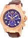 Rose Gold Tone Elite Quartz Chronograph Blue Dial Leather Strap
