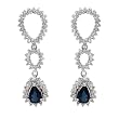 Earrings With 2.55ctw Precious Stones - Genuine Clean Diamonds and Sapphires Made of 18K White Gold. Total item weight 6.3g Length 35mm