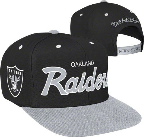 Mitchell & Ness Oakland Raiders 2 Tone Script Snapback Hat Adjustable