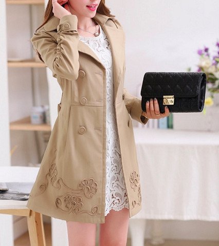 レディス 刺繍 スプリング トレンチコート テイラード スプリングジャケット