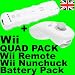 Video Games : Puregadgets Exclusive Nintendo Wii Quadruple Pack includes Wii Wireless Bluetooth Remote Control / Controller / Wiimote / Wii Mote PLUS Wii Nunchuck / Nunchuk PLUS Rechargeable Battery Pack for Wii Remote PLUS USB charge lead for Wii Remote Battery for Direct Wii Games Console Charging
