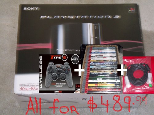 NEW Ps3 40gb+2nd Sixaxis Controller+any Game Out of 40+15 Feet 24k Gold Hdmi Cable+copy of the Receipt