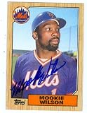 Mookie Wilson Autographed/Hand Signed baseball card (New York Mets) 1987 Topps #625 (67)