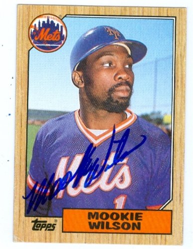 Mookie Wilson Autographed/Hand Signed baseball card (New York Mets) 1987 Topps #625 (67)