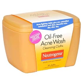Neutrogena Oil-Free Acne Wash Cleansing Cloths, 30-Count Tub (Pack of 3)