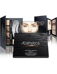 Beauty: Aesthetica Cosmetics Brow Contour Kit - 15-Piece Contouring Eyebrow Makeup Palette - Includes Powders, Wax, Stencils, Spoolie/Brush Duo, Tweezers & Step-by-Step Instructions - Vegan & Cruelty Free - Aesthetica