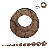 Antique Wood Organic Single Flare Tunnel Plugs with O-Ring - 00G (10mm) - Sold as a Pair