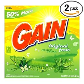 Gain Powder Detergent, Original Fresh Scent, Case Pack, 120-Load Boxes (Pack of 2)