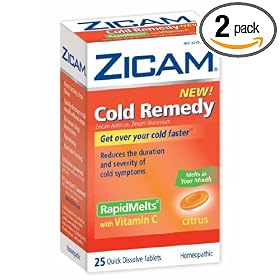 Zicam Cold Remedy RapidMelts +C, Citrus, 25 Quick Dissolve Tablets (Pack of 2)