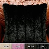 Black Mink Faux Fur Pillow Covers 24 X 24 (Set of 2)