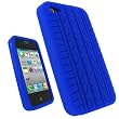 igadgitz Blu Pneumatico Custodia Silicone Skin Case Cover Protezione per Apple iPhone 4 + Protettore schermo