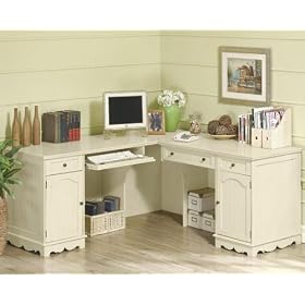 French Country 60w Work Station, SET, ANTIQUE WHITE