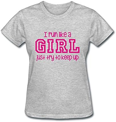 HnHaigg Women's I Run Like A Girl Funny T-Shirt Grey M