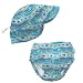 iPlay Aqua School of Fish Toddler Sun Hat & Swim Diaper Set, XL