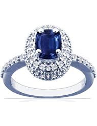 Platinum Cushion Cut Blue Sapphire Ring With Sidestones (GIA Certificate)