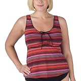 Women's Plus Size Mossimo Black: Striped Tankini - Coral