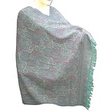Two Sided Handmade Jamawar Style Wool Shawl With Leaf Design From India (Free Shipping) Shwl0101r