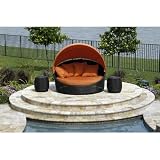 Hallo Daybed with Canopy in Espresso Fabric: Antique Beige