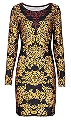Floral Print Spring Fitted Polyester/Spandex Long Sleeves  Dress