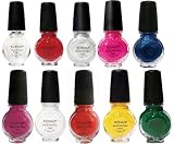Konad Stamping Nail Art Special Polishes 10 Vibrant Colors + Aviva Nail Kit