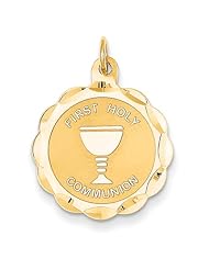 14k Yellow Gold First Holy Communion Disc Charm