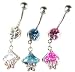 Stainless Steel Belly Ring with Clear CZ - Dangle