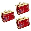 3 Chinese Coin Change Purse Jewelry Travel Pouch 3.25"