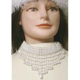 Multistrand Strand Silver Plated with Simulated Ivory Pearl Kutu Choker Necklace Earrings for...