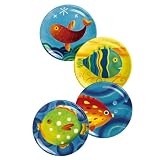 Grasslands Road Studio 100 Making Waves Handpainted Fish 8-1/4-Inch Bright Fish Plates, Four Styles, Set of 8