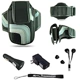 Black Adjustable Deluxe Sportband / Workout Armband with Adaptable Neck Str ....