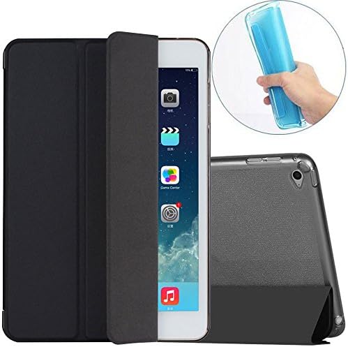 ipad Air 2 Case, Century Mall Soft TPU Case Smart Eather Case Cover, Super Slim Cover back and Smart Feature Built-in magnet for sleep/wake feature） for Apple iPad Air 2 (iPad 6 case)Tablet(black)