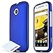 Moto E 2nd Gen Case, Protective Rubberized Hard Case [Anti-Slip][Extra Slim] with FREE Micro Fiber Cleaning Cloth for Motorola Moto E 2nd Generation, 2015 [Blue]