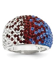 Sterling Silver Swarovski Elements New York Spirit Domed Ring