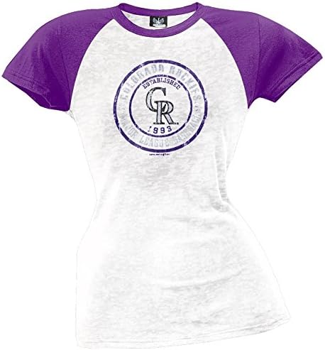 Colorado Rockies - Juniors Raglan Burnout T-Shirt - Large