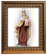 Our Lady Mount Carmel in Wood Frame with Golden Trim, 11.25" x 13.25" - MADE IN ITALY