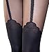 AM Landen®Super Sexy Elegant Mock Tights Tatoo Pantyhose(Black Rose Garter)
