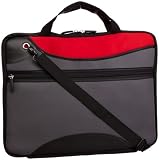 E-volve Neoprene Shoulder / Messenger Bag Case Cover for Laptop / Notebook - Red/Grey 15 inch