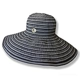 IMAGE OF San Diego Hat Company UPF 50+ Ribbon Sun Hat with Grommets (Black Stripe)