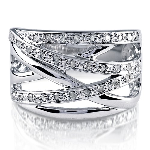 FOJO's Diamonds in Silver Designer Inspired Overlapped Ring (.25<br />
            ct. tw.)