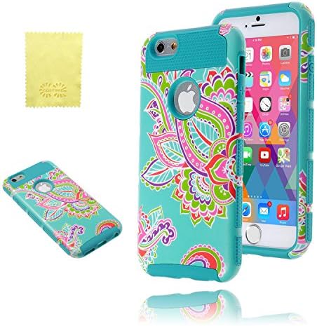 iPhone 6 Case, CQSTORE(TM) Protect Cover Case for iphone 6S（4.7 Inch), Soft Silicone Hybrid iphone 6 Case with Cashew Floral Pattern(Blue)