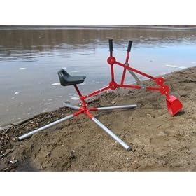 Ride On Sandbox Digger Mini Backhoe,110 lb Cat With A NO PINCH Design and Telescoping Legs... by PLAYGROUND EQUIPMENT SANDBOX TOY SAND DIGGER BACKHOE