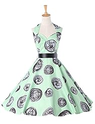 V-neck Vintage Cocktail Cotton/Satin Halter Bandage Dress/Homecoming Dress/Party Dress/Wedding Dress  With a Sash 