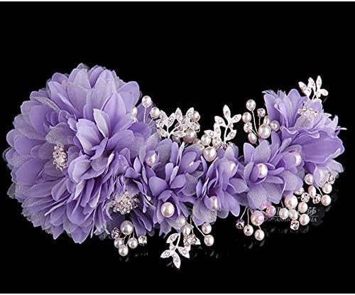 Luxury Diamond Pearl Bridal Headdress Wedding Styling Performance (purple)