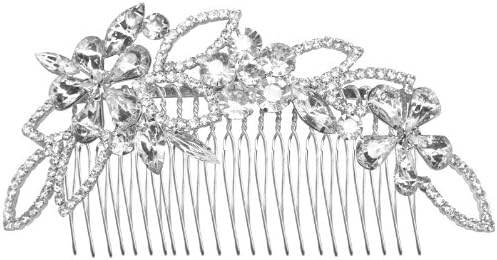 4 inch Flower Rhinestone Hair Comb -with FREE Organza Gift Bag-Larger Flower Hair Comb for Brides-Bridesmaids or Prom-Wedding Hair Accessories for Women